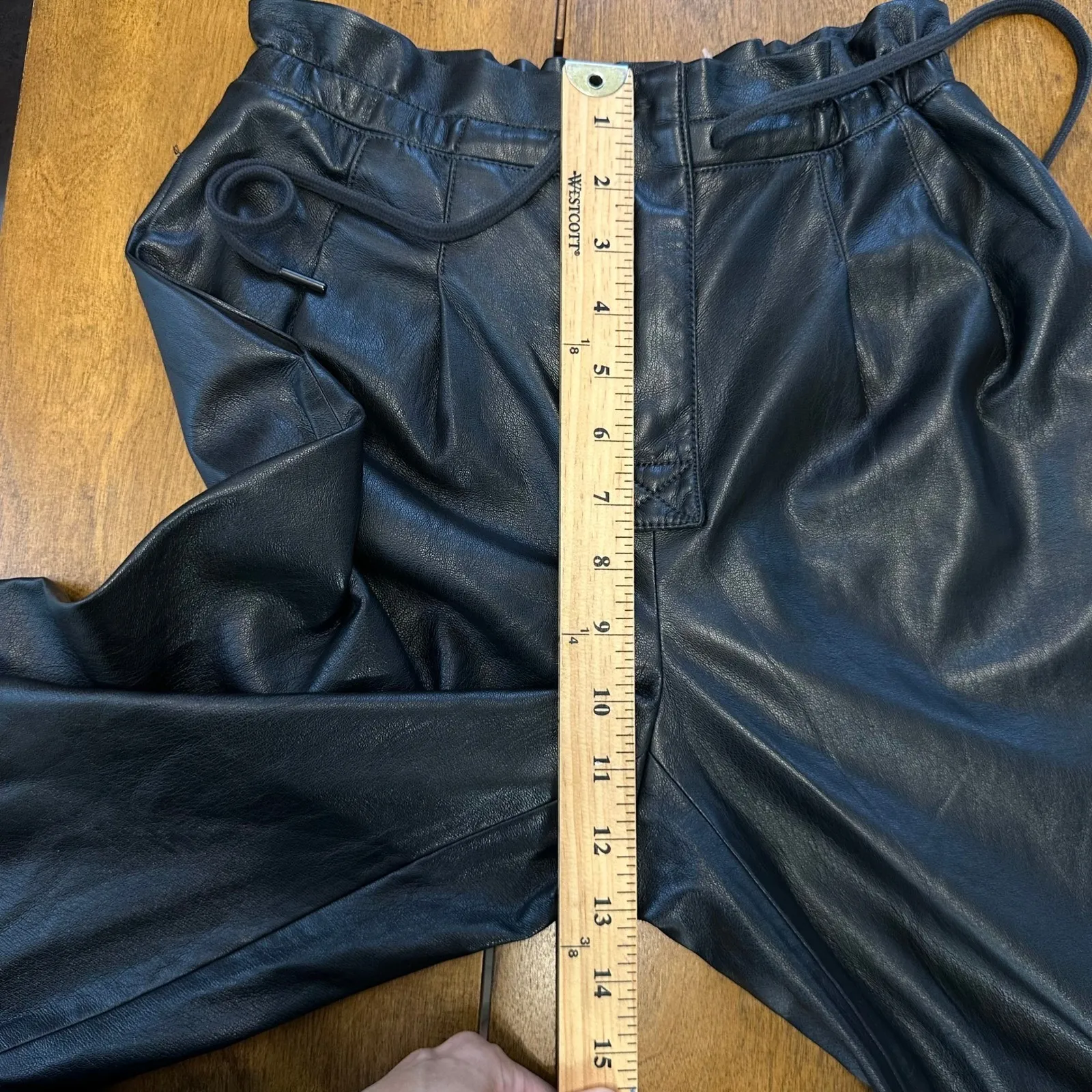 Alice + Olivia Womens Black Faux Leather Ankle Trousers Pants XS Pockets Pleated - Image 12