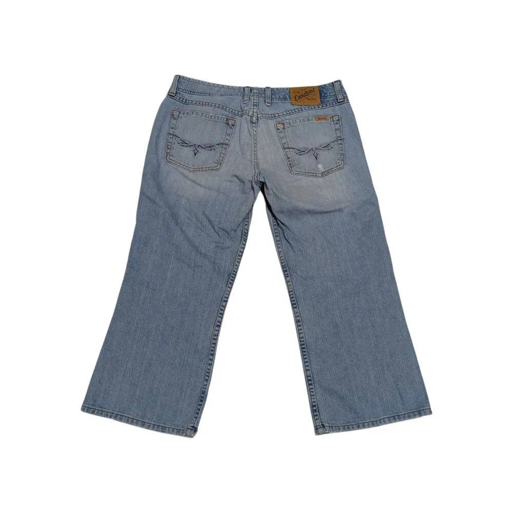 Vintage Lucky Brand Dungarees Savy Jynx Crop Denim Capri Jeans Light Wash Blue - Image 2