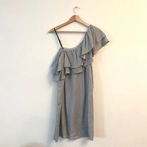 Splendid One Shoulder Ruffled Stripe Mini‎ Dress M - Image 6