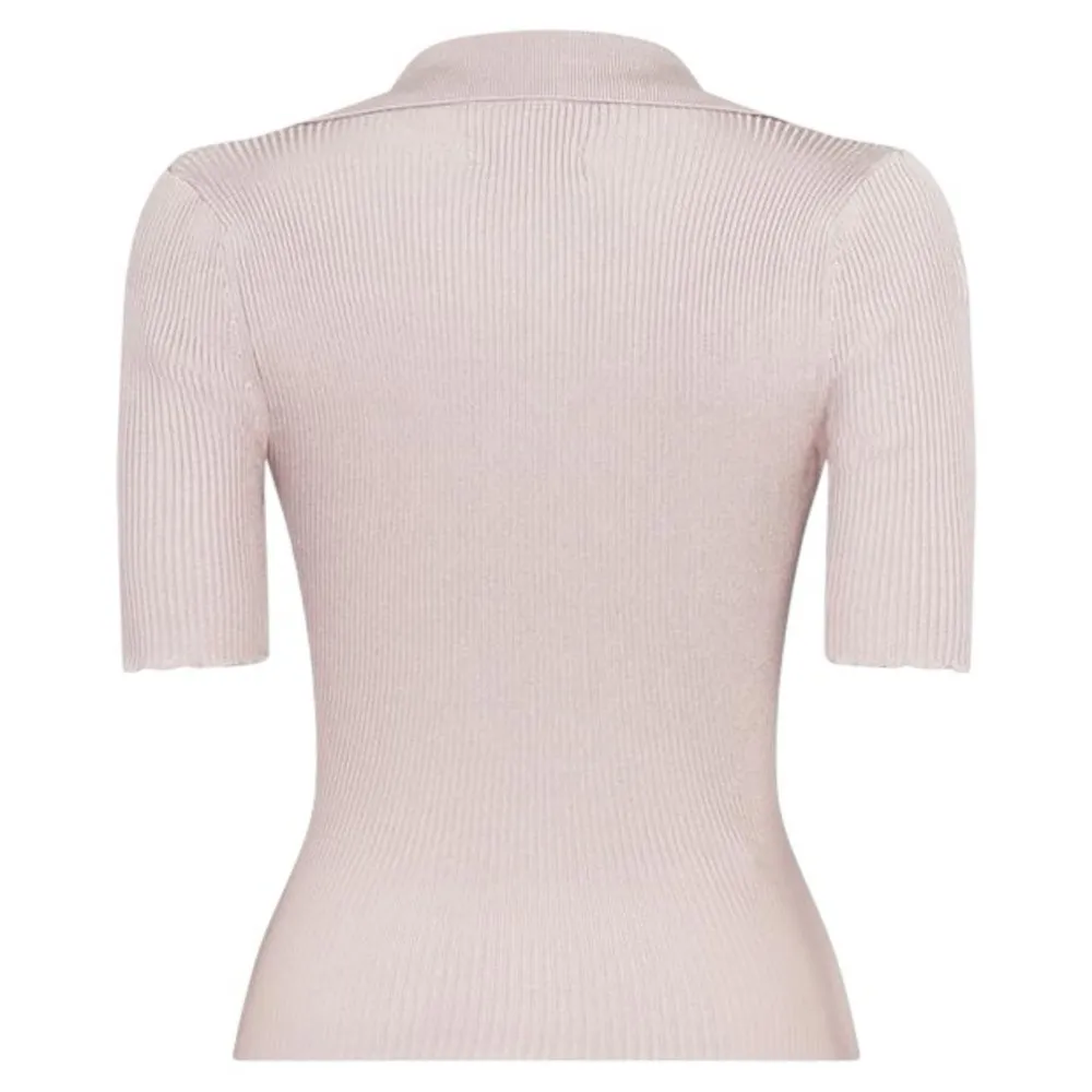 Good American Plait Rib Polo Shirt Color Mink 001 Capsule Comfort Chic Size XL - Image 6