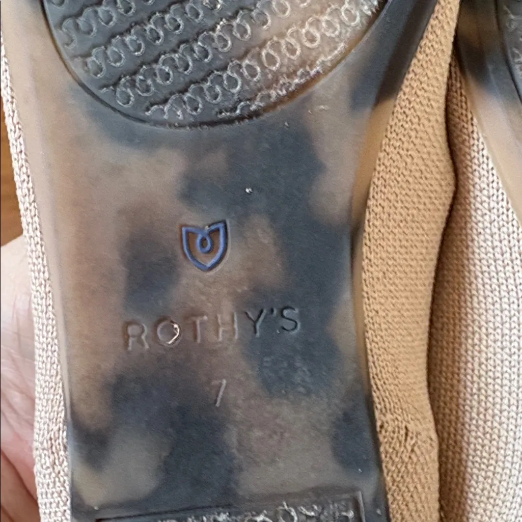 Rothy's Beige and Blue Trim Flats Tan Size 7 - Image 3