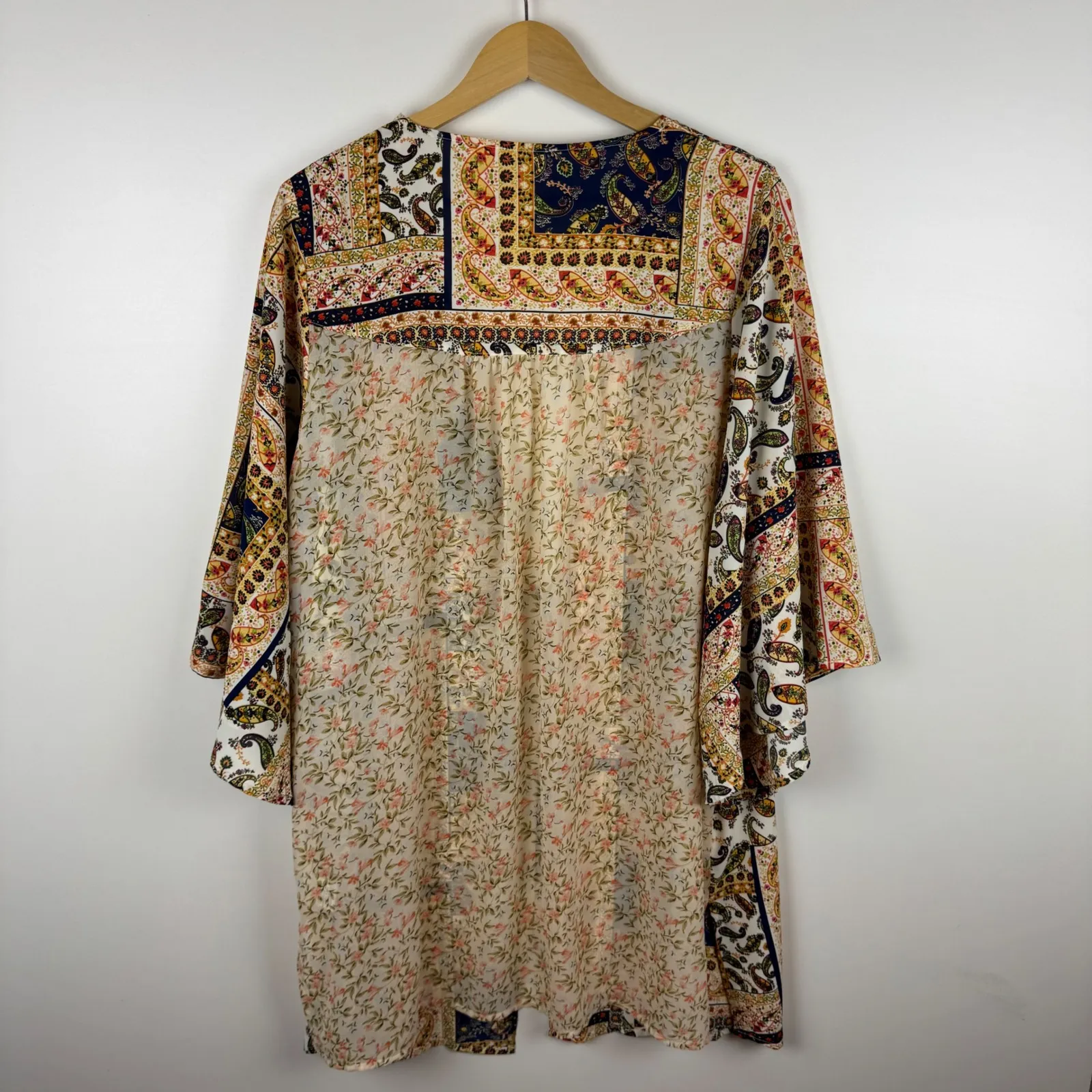 Umgee Womens Paisley Kimono Sz M‎ Open Front Bohemian Duster Cardigan Cover Up - Image 5