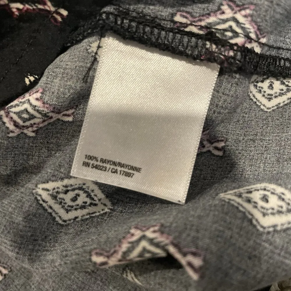 Old Navy Skirt Womens Sz M Maxi Tiered Black Pink Printed Long Old Money Flowy - Image 4