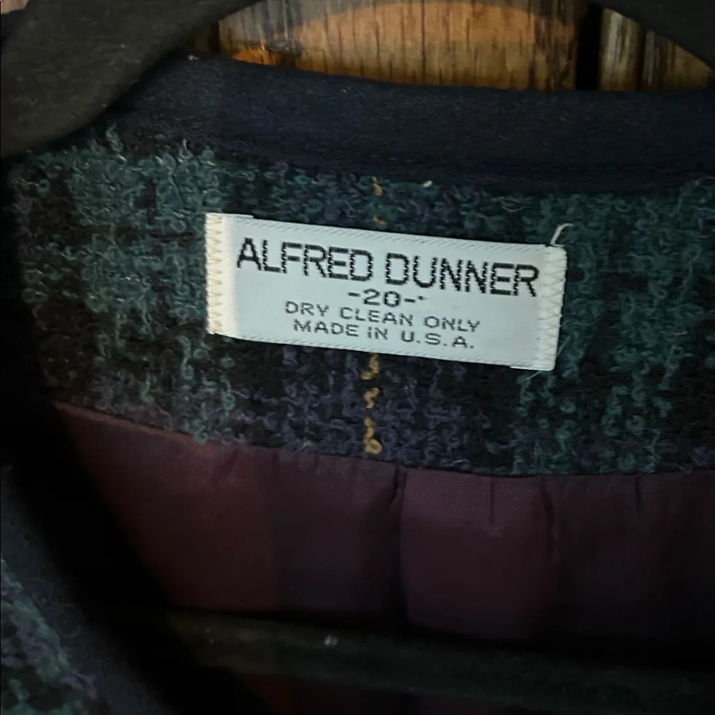 Alfred Dunner Vintage Wool Green Red Plaid Tartan Blazer Academia Jacket wmns 20 - Image 2
