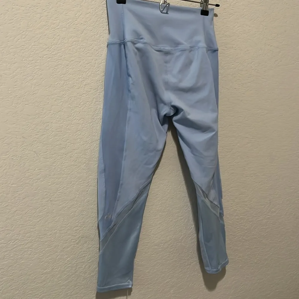 ALO YOGA Light Blue Leggings with Varied Light Blue Mesh Detailing, Size S - Image 9