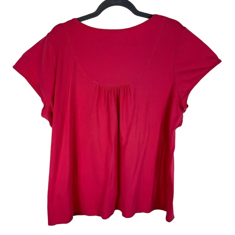 Cacique Sleepwear Lane Bryant Pink V-Neck Cap Sleeve Pajama Shirt Size 22/24 - Image 2