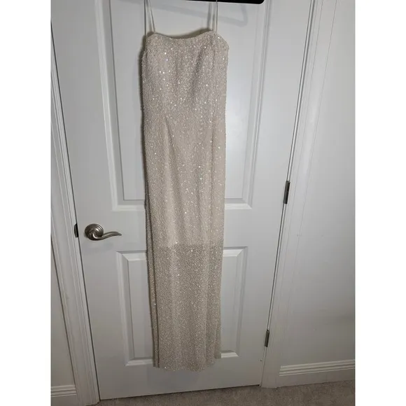 Vintage White Strapless Sequin Gown‎ – Size XS – Bridal / Formal / Prom - Image 7