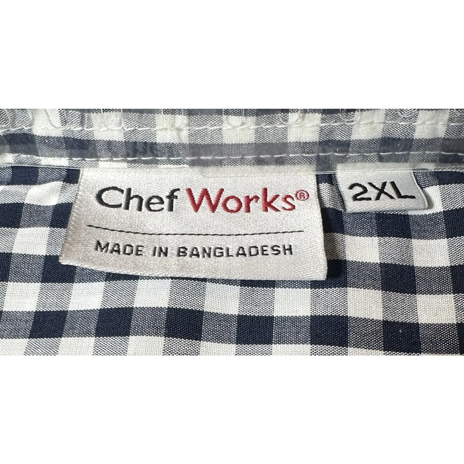 Chef Works 2XL Navy White Gingham Dress Shirt W500 BWK Womens Long Sleeve Blue Size 2X - Image 5