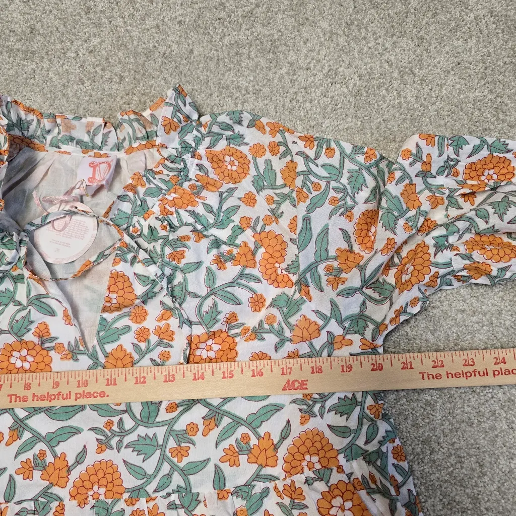 Victoria Dunn Womens Floral Knee‎ Length Dress Sz L Spring Boho NWT Orange Size L - Image 3