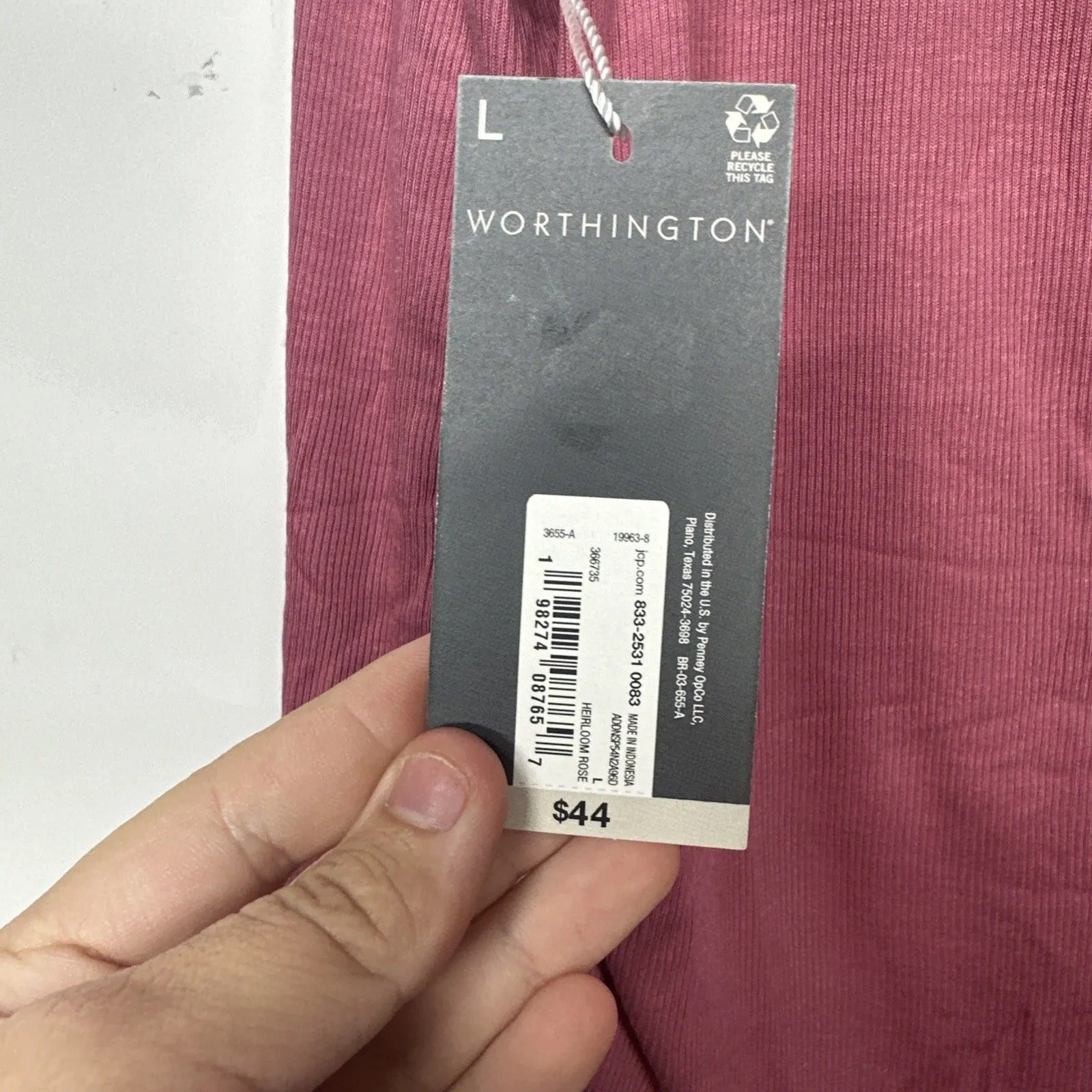 Worthington Womens Asymmetrical Neck Long Sleeve Blouse Light Pink Size Large - Image 4