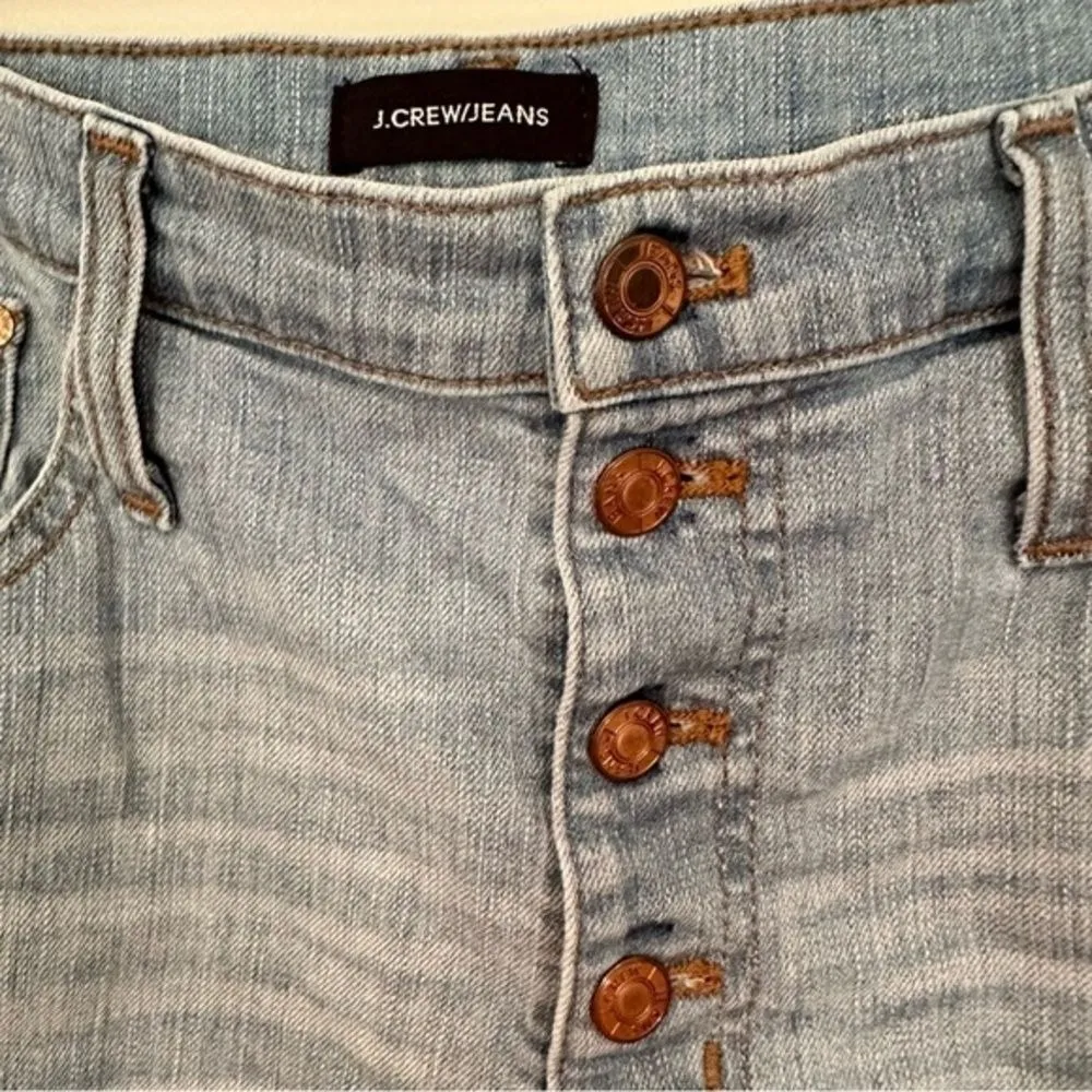 J. Crew High Rise Button Fly Frayed Denim Short Womens 30 Light Wash Boho Hippie - Image 2