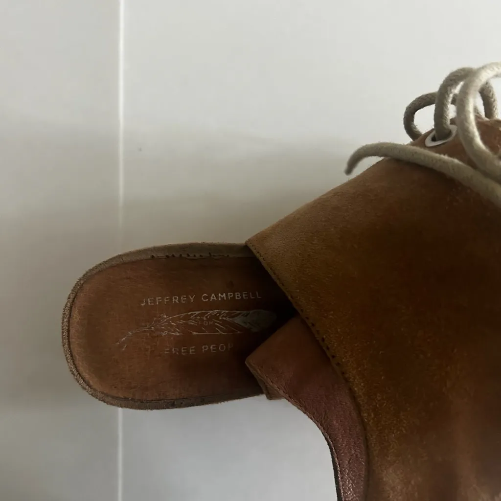 Jeffrey Campbell for Free People Suede Lace Up Open Toed Booties - Image 8