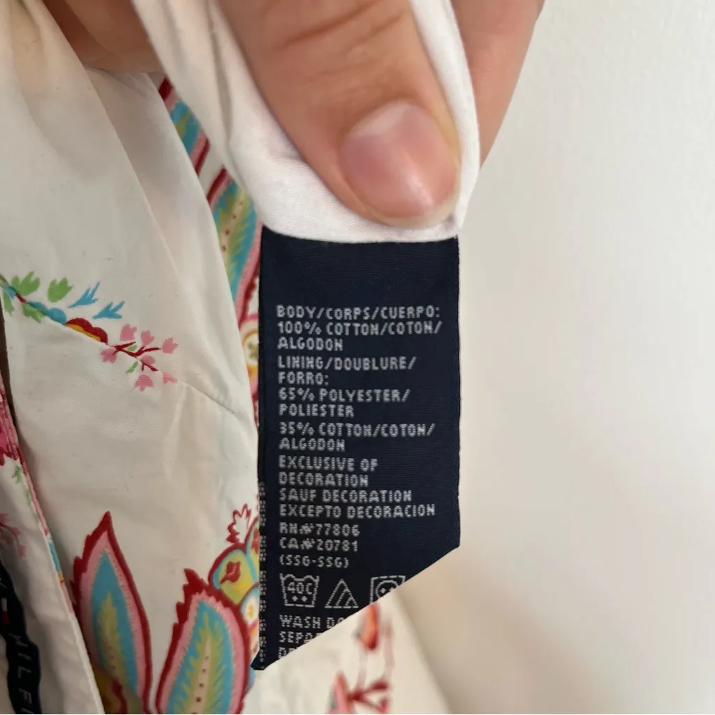 Y2K Tommy Hilfiger white colorful paisley floral mini skirt ruffle size 16 - Image 6