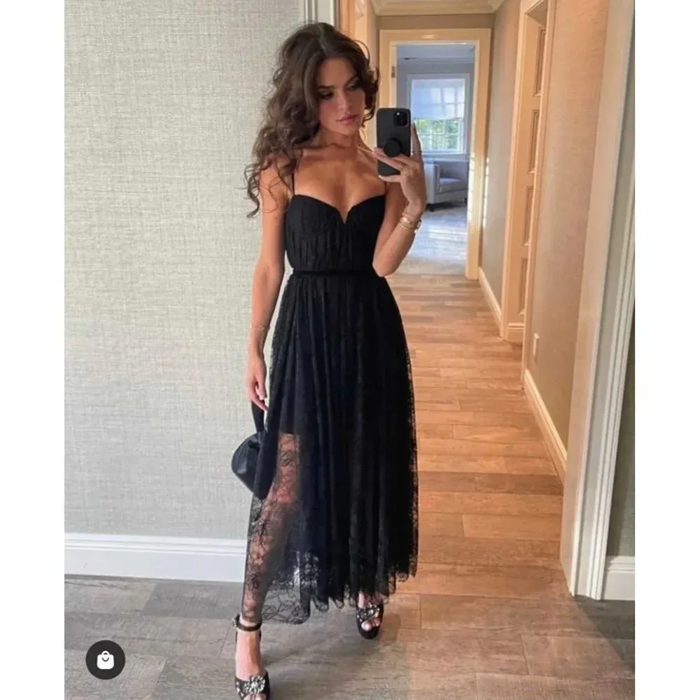 SAU LEE Selena Lace Midi Dress in Black 2 New Womens cocktail - Image 11