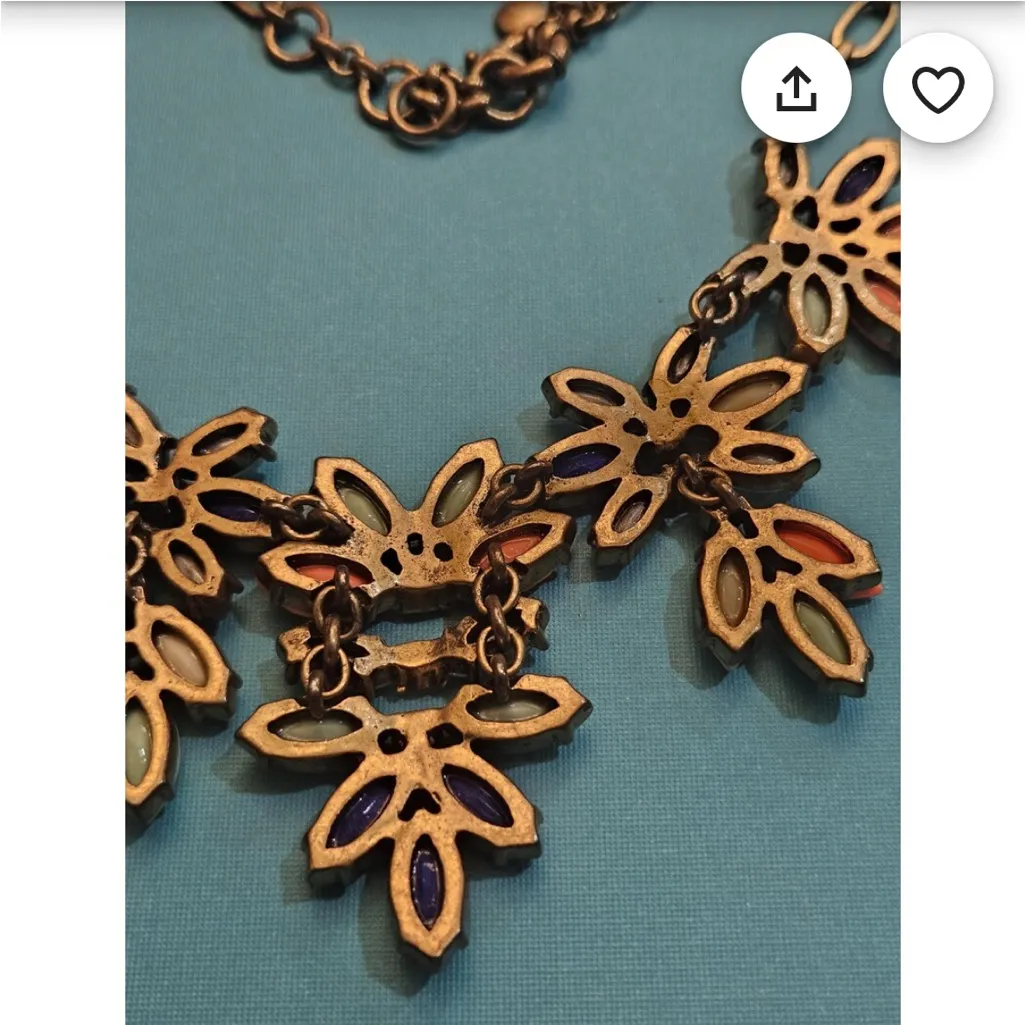 J. Crew Multicolor Floral Statement Necklace 18 Inches - Image 3