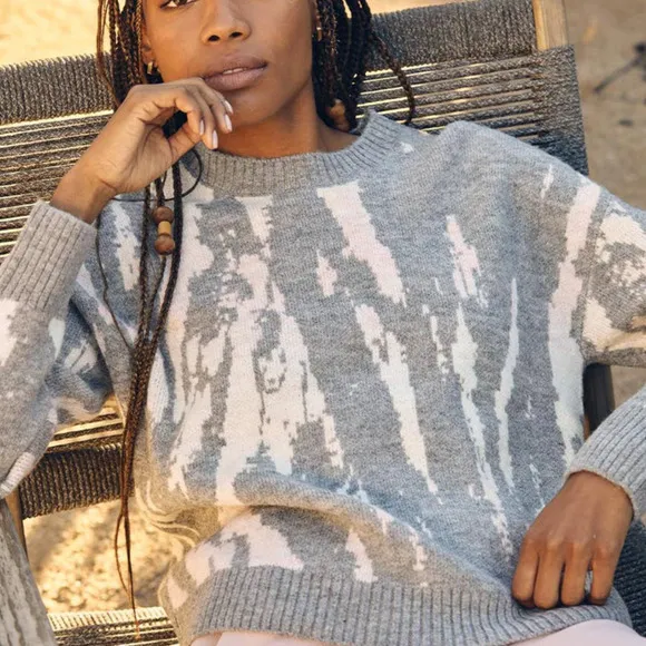 RAILS | NWT | Small | Virgo Grey Tie-Dye Wool Blend Long Sleeve Crewneck Sweater - Image 1