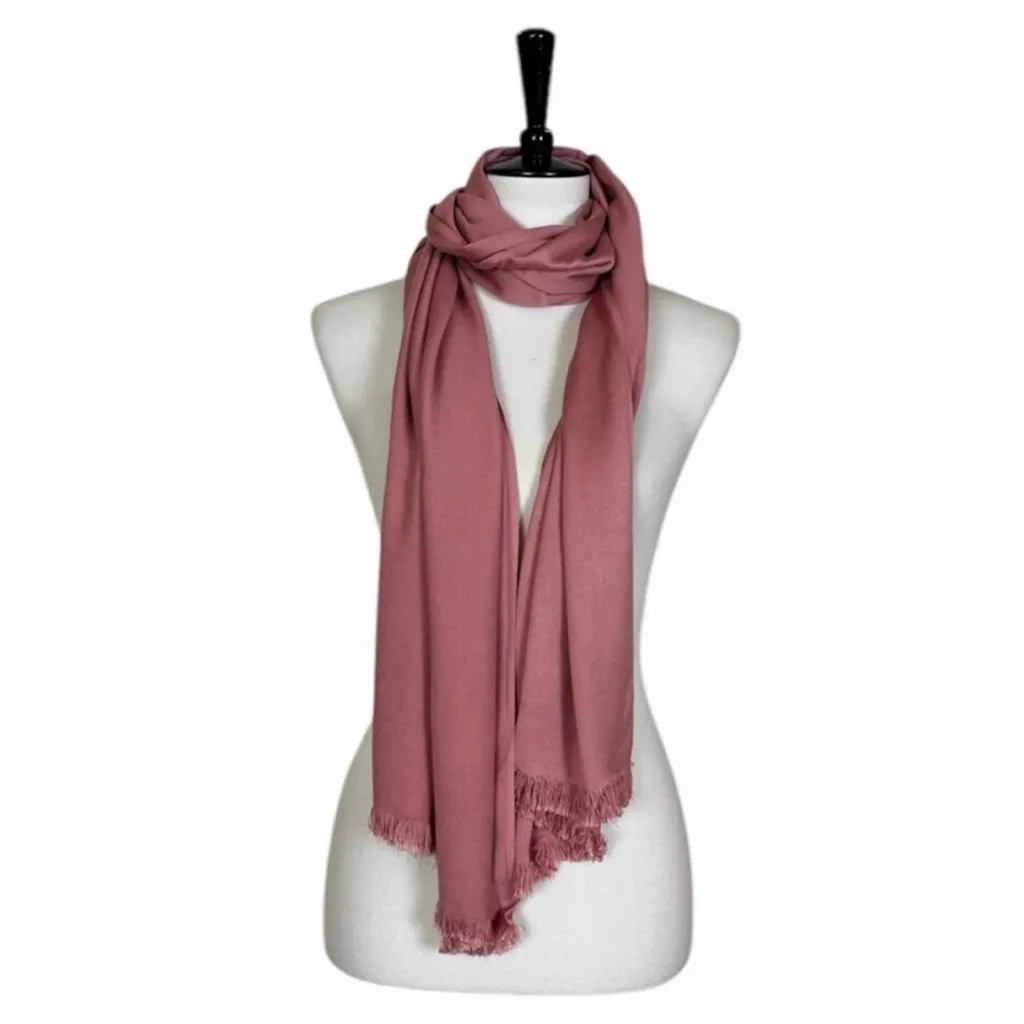 Women’s Bundle 3 Oblong Scarfs Solid Bright Jewel Colors Yellow Red Rose Pink - Image 2