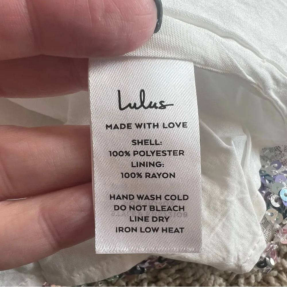 Lulus Megawatt Sequined Mini Skirt Size XL Stretchy Sparkle Night Life C… Blue - Image 6