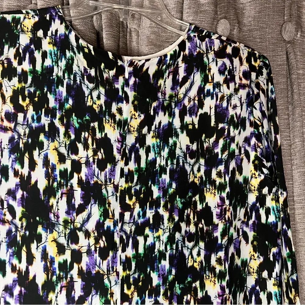 ERDEM Emma Wiggle Abstract Print Silk Mini Shift Dresss Black Size 4 - Image 9