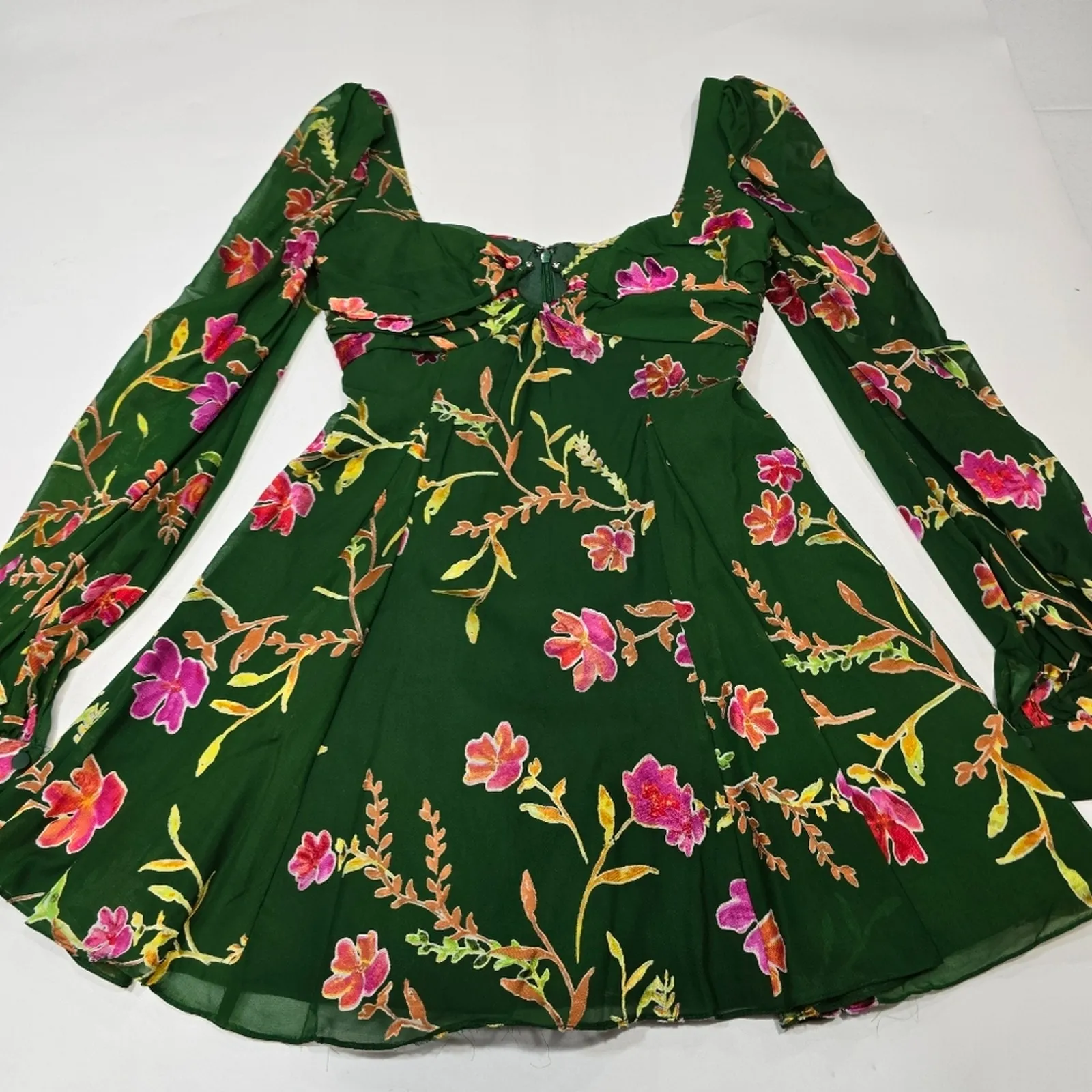 Lovers and Friends Marcella Mini Dress in Jade Floral XS - Image 3