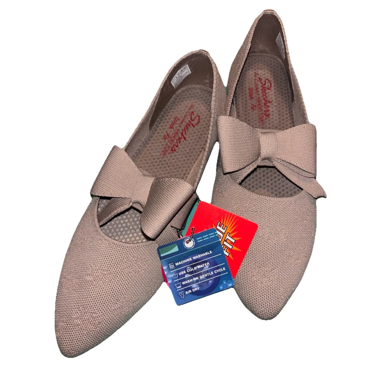 Skechers Cleo Point Washable Knit Bow Flats casual comfy holiday Wide Fit Size 11 - Image 3