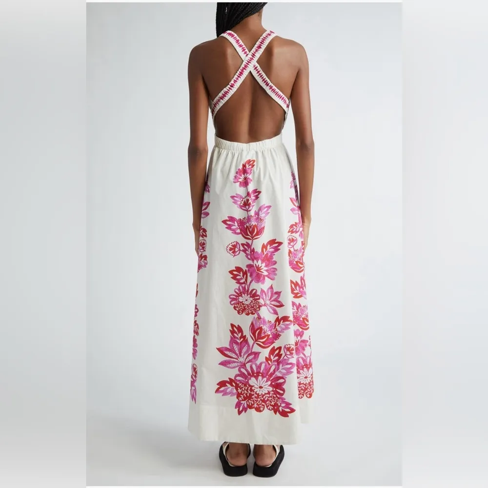 Farm Rio Flowerful Birds Plunge Cotton Sundress, Size Large, $265 - Image 4