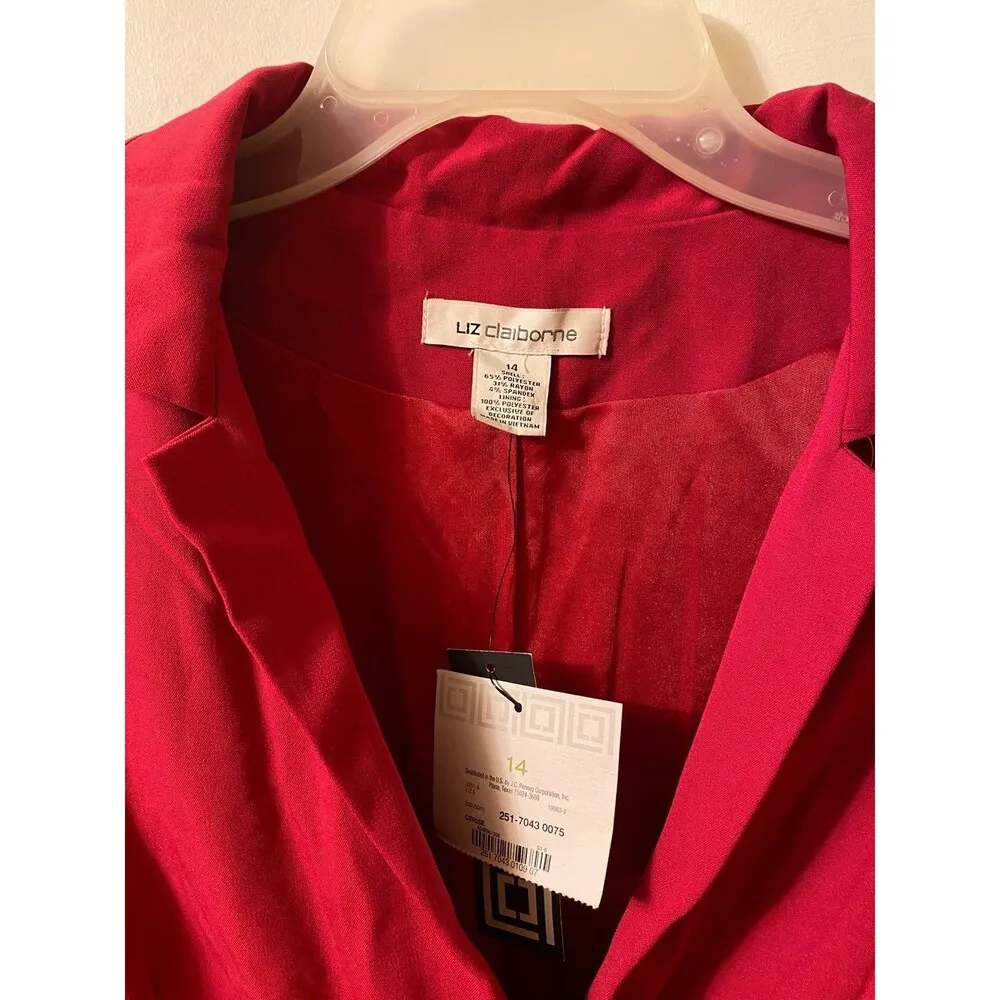 NWT: Liz Claiborne Bright Pink wrap style V neck Dress size 14 - Image 2