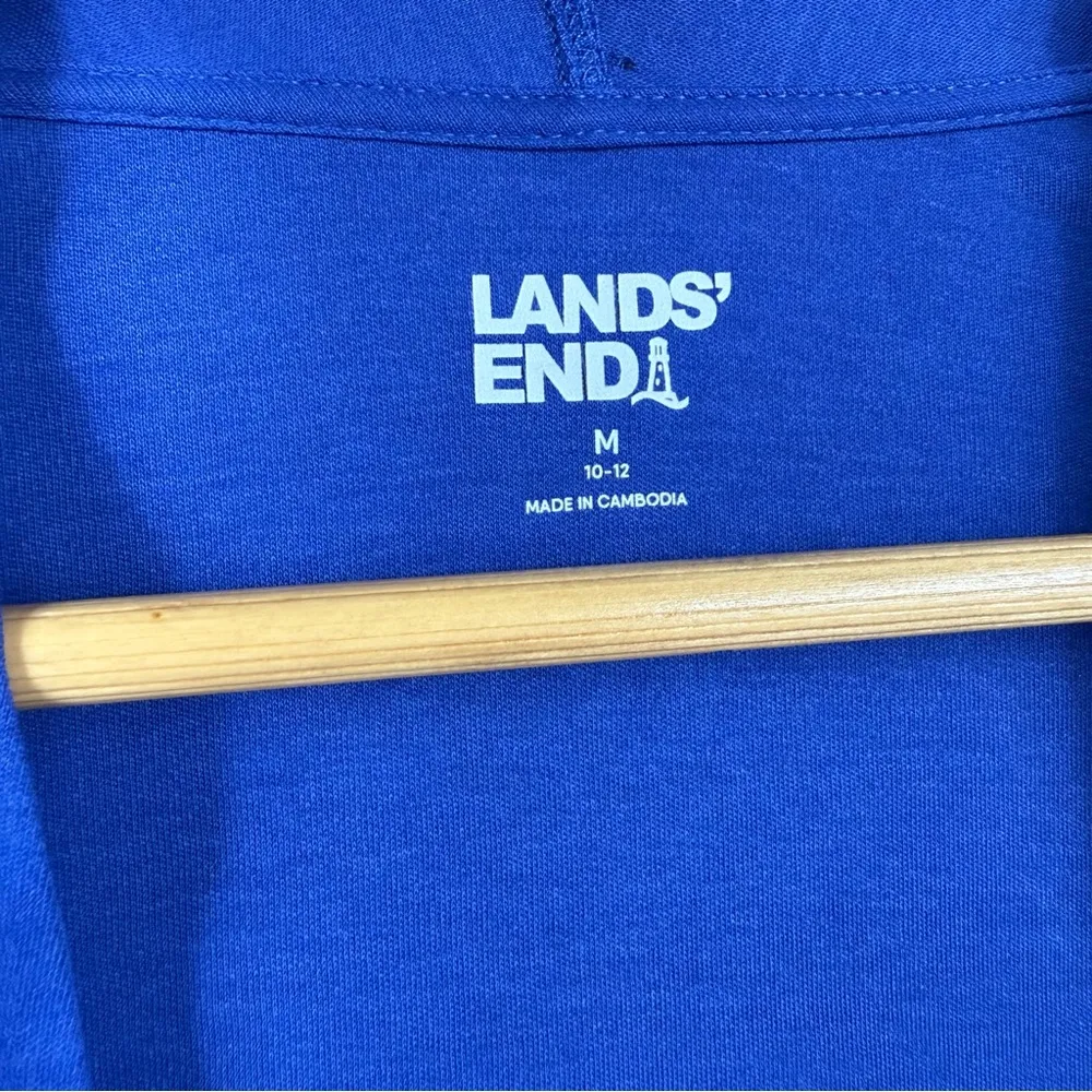Lands’ End Open Front Cardigan Blue Cotton Modal Long Sleeve Size M - Image 3