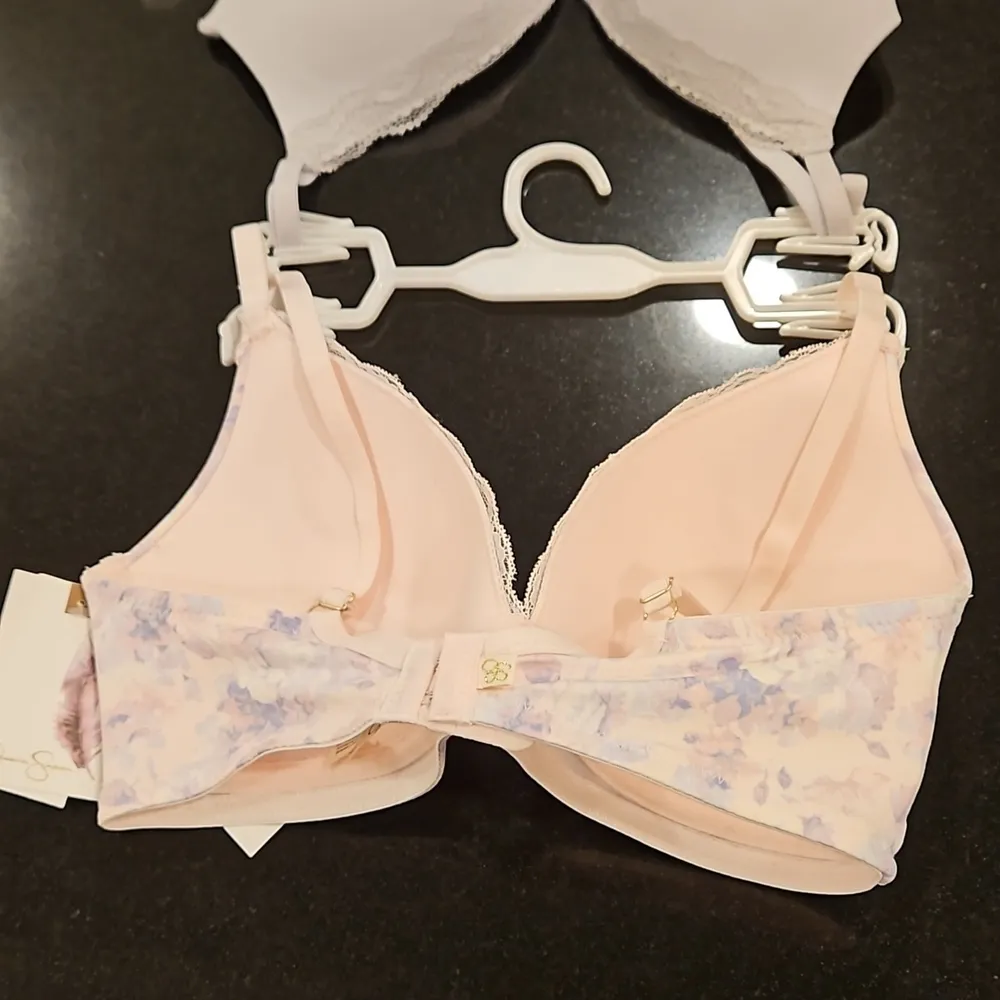 💕JESSICA SIMPSON💕 Wirefree Bras (2 Pack) Pink Floral & Gray 34C NWT - Image 6
