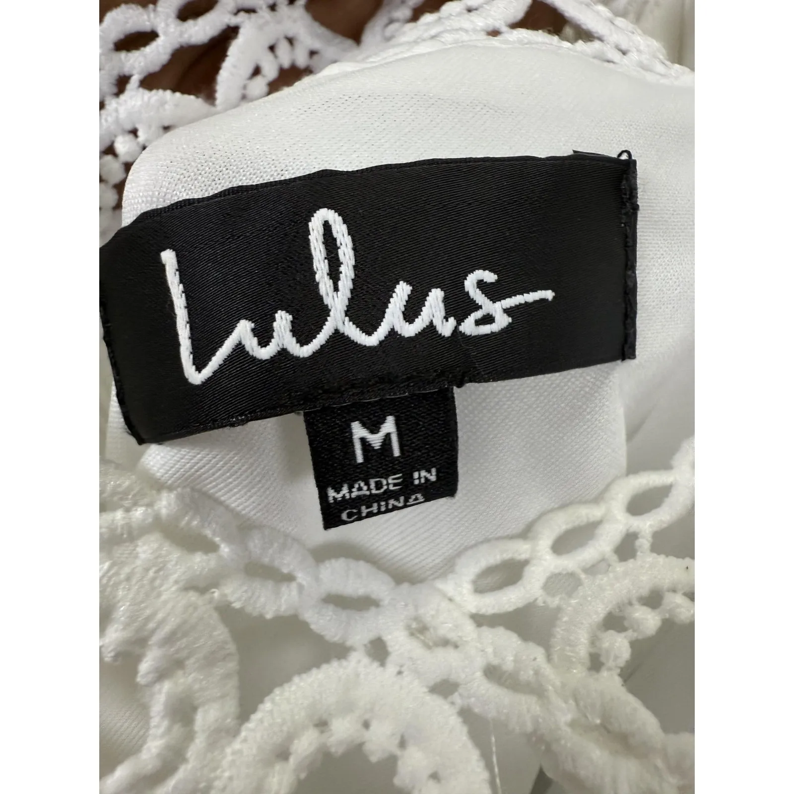 Lulus Halter Top Womens Medium White Lace High Neck Sleeveless Dressy Blouse‎ - Image 8