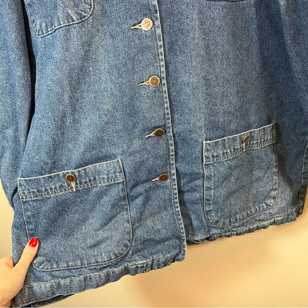 Vintage 90s Sonoma Denim Corduroy Collar Chore Barn Jacket Women’s XL - Image 4