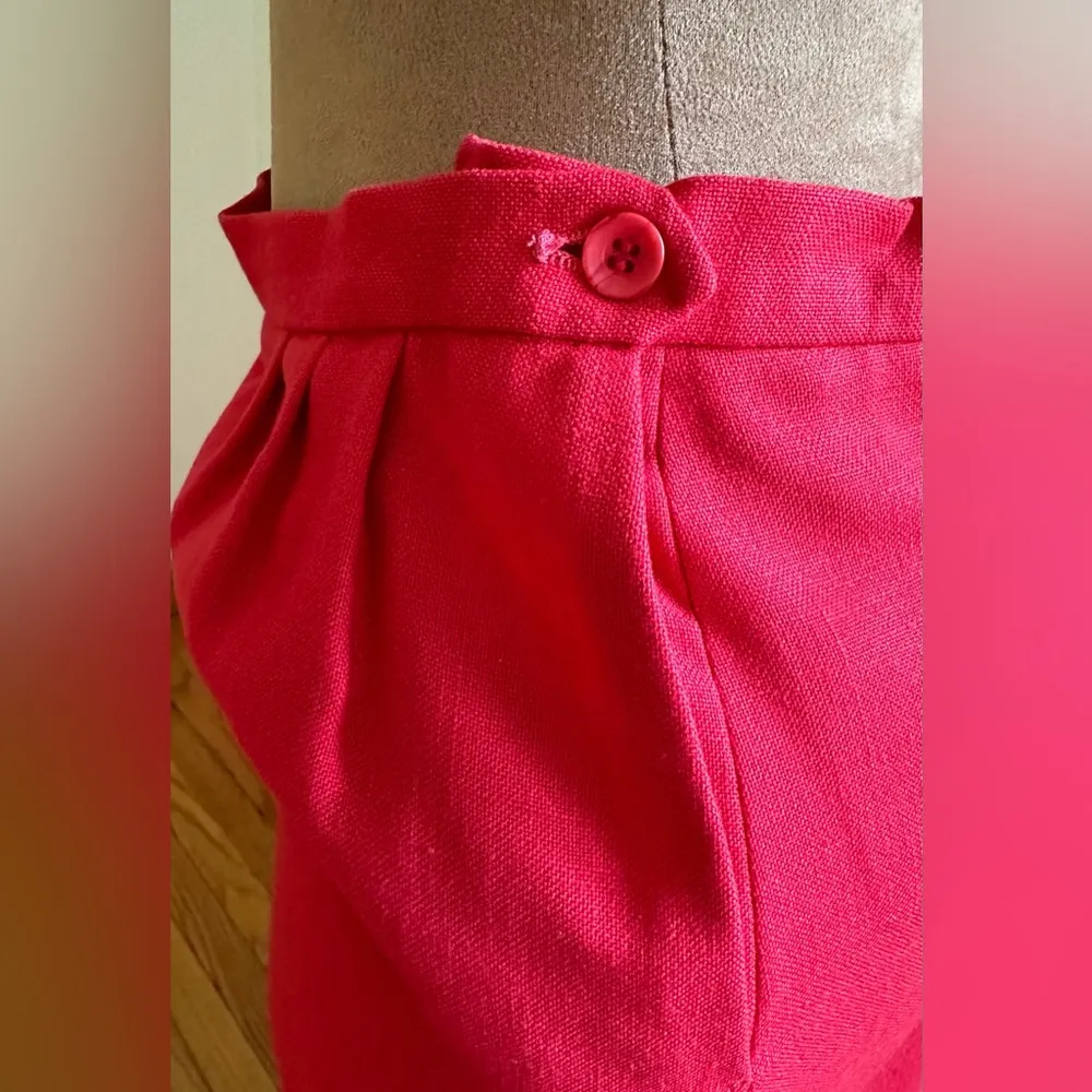 Hyde Point Fashion Vintage Red Pleated Midi Skirt Pockets Closure On Side Sz 14M - Image 4