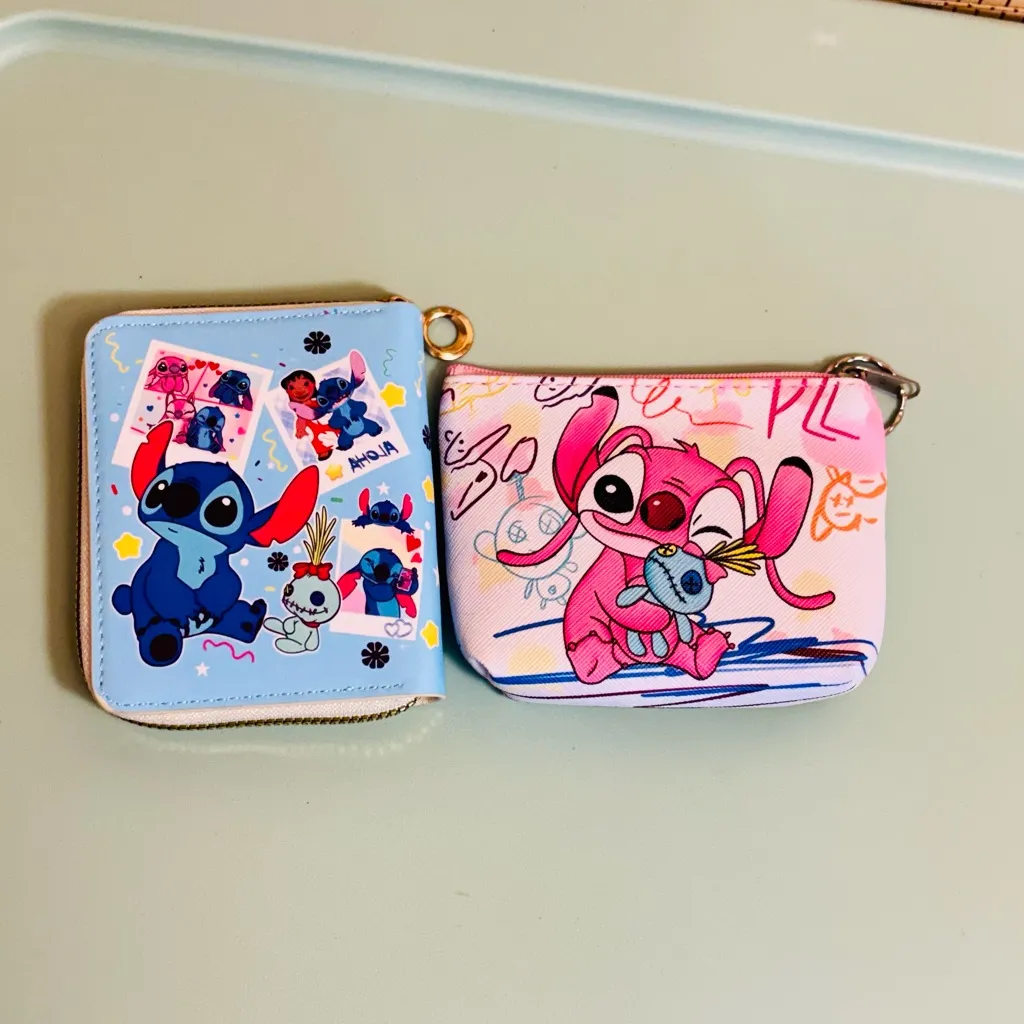 Disney Lilo & Stitch and Angel Coin Purse zippered pouch card holder set of 2 - Image 2