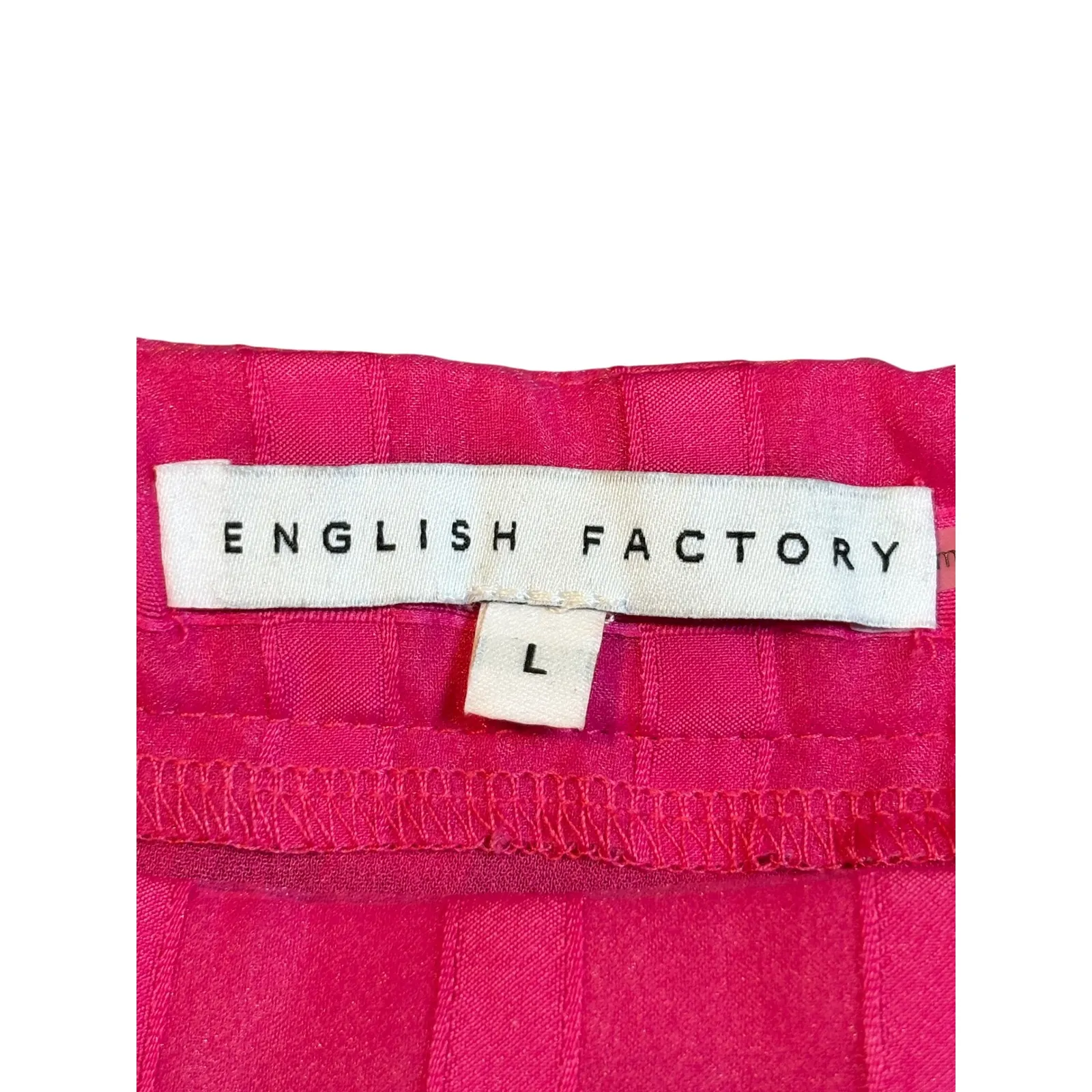 English Factory Hot Pink Fuchsia Windowpane Puff Sleeve Top Women Size‎ Large - Image 6
