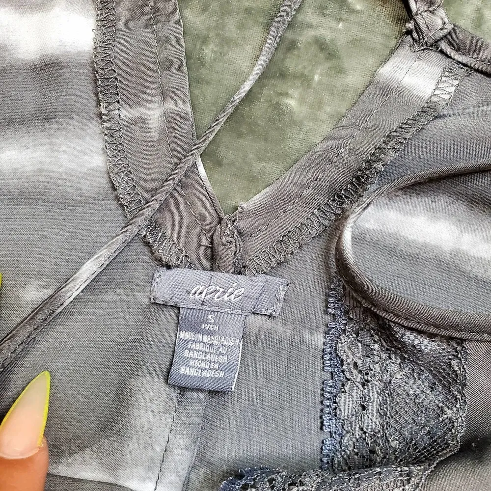 Gray Tie Dye Lace Hem Slip - Image 5