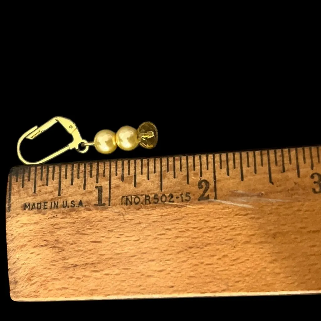 VTG Yellow Champagne Beaded Necklace Choker & Earrings Jewelry Set - Image 8