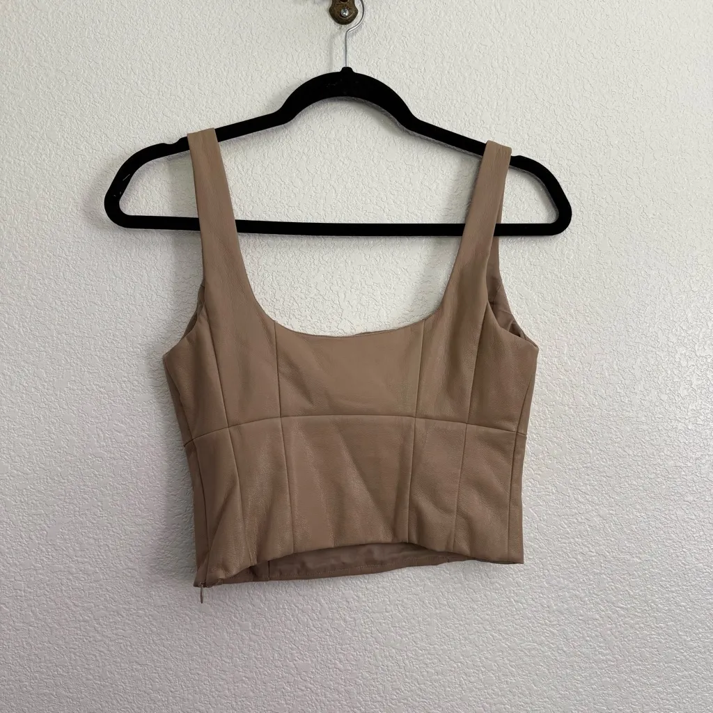 Aritzia Wilfred Faux Leather Square Neck Crop Top Tank XS - Image 2