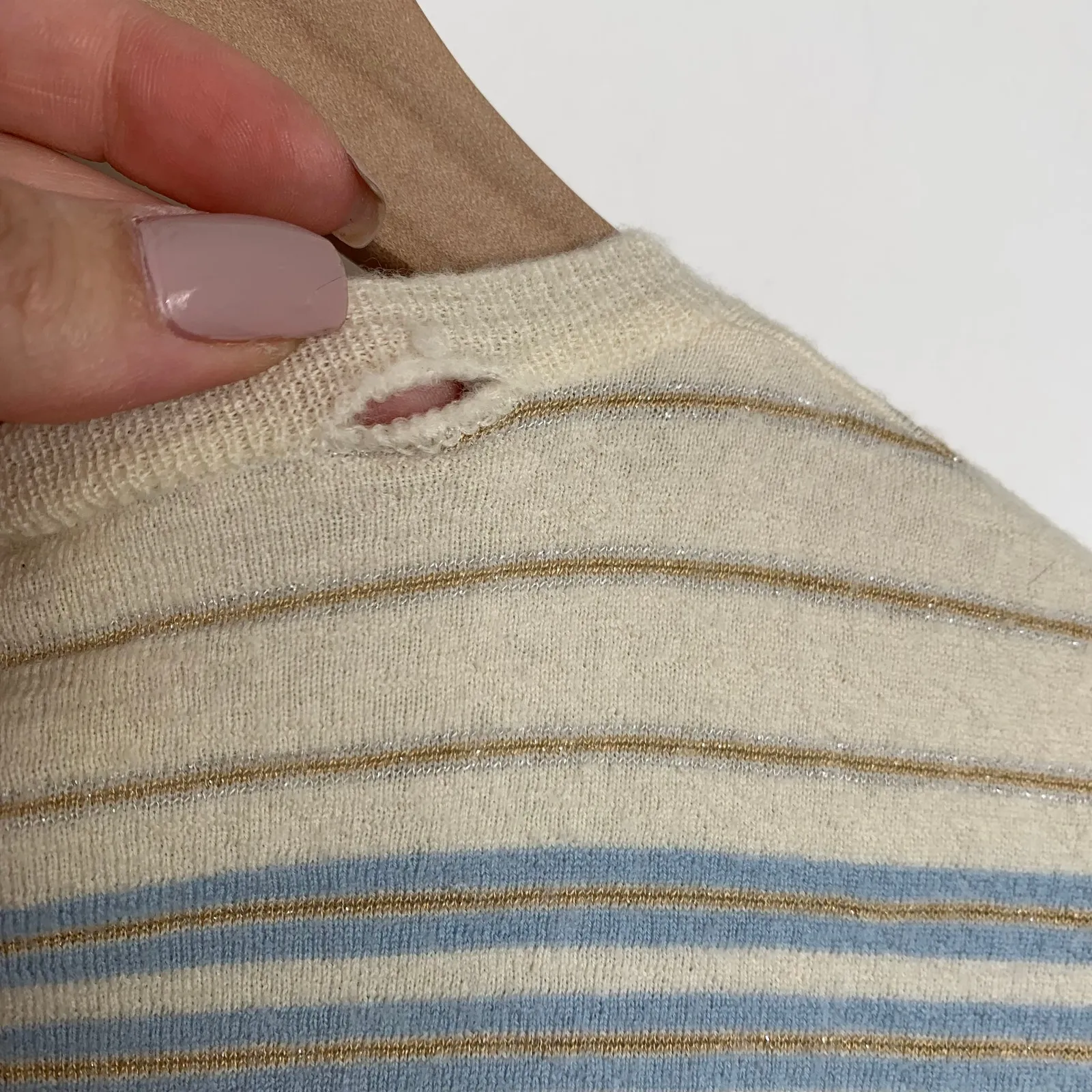 STELLA MCCARTNEY Virgin Wool Crew Neck Multi Color Striped Sweater Size 42 - Image 10