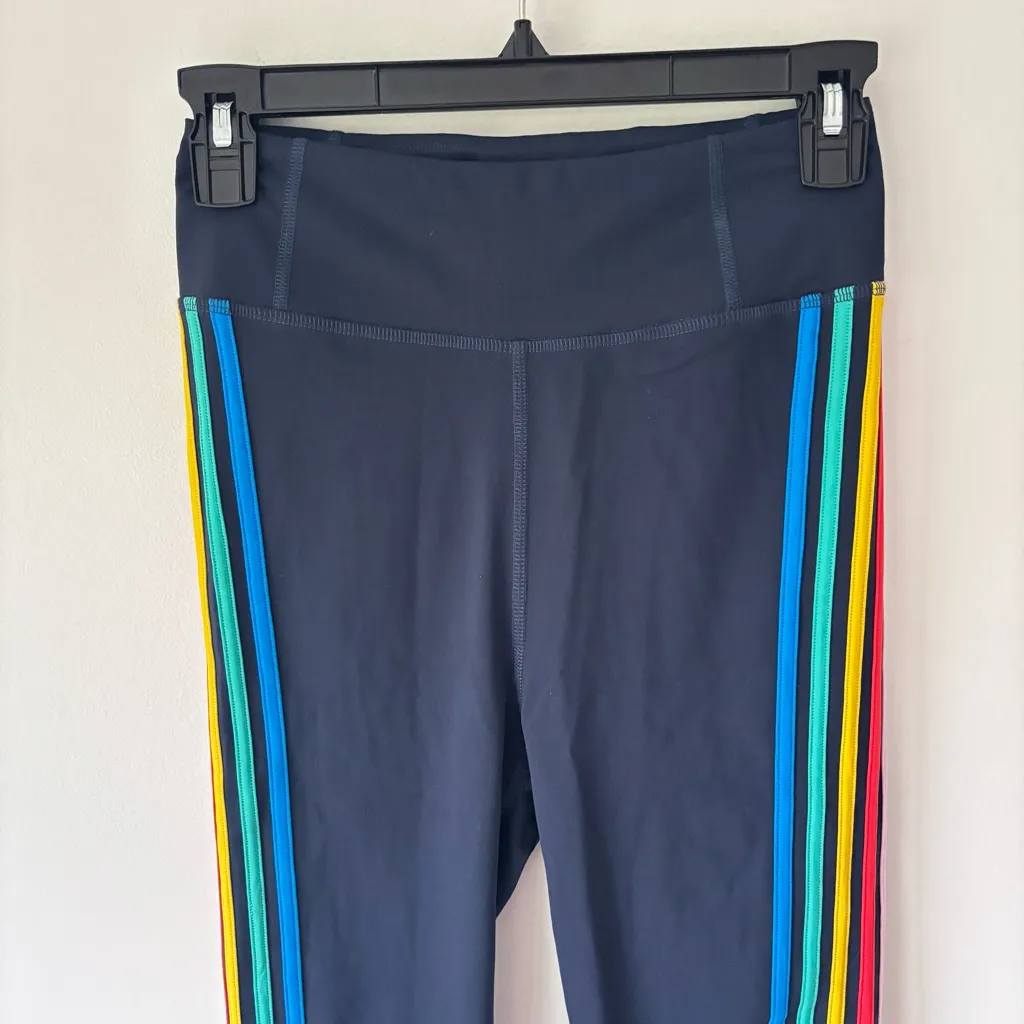 Boden Jessica Leggings Navy Blue Rainbow Striped Activewear Athleisure Workout - Image 3
