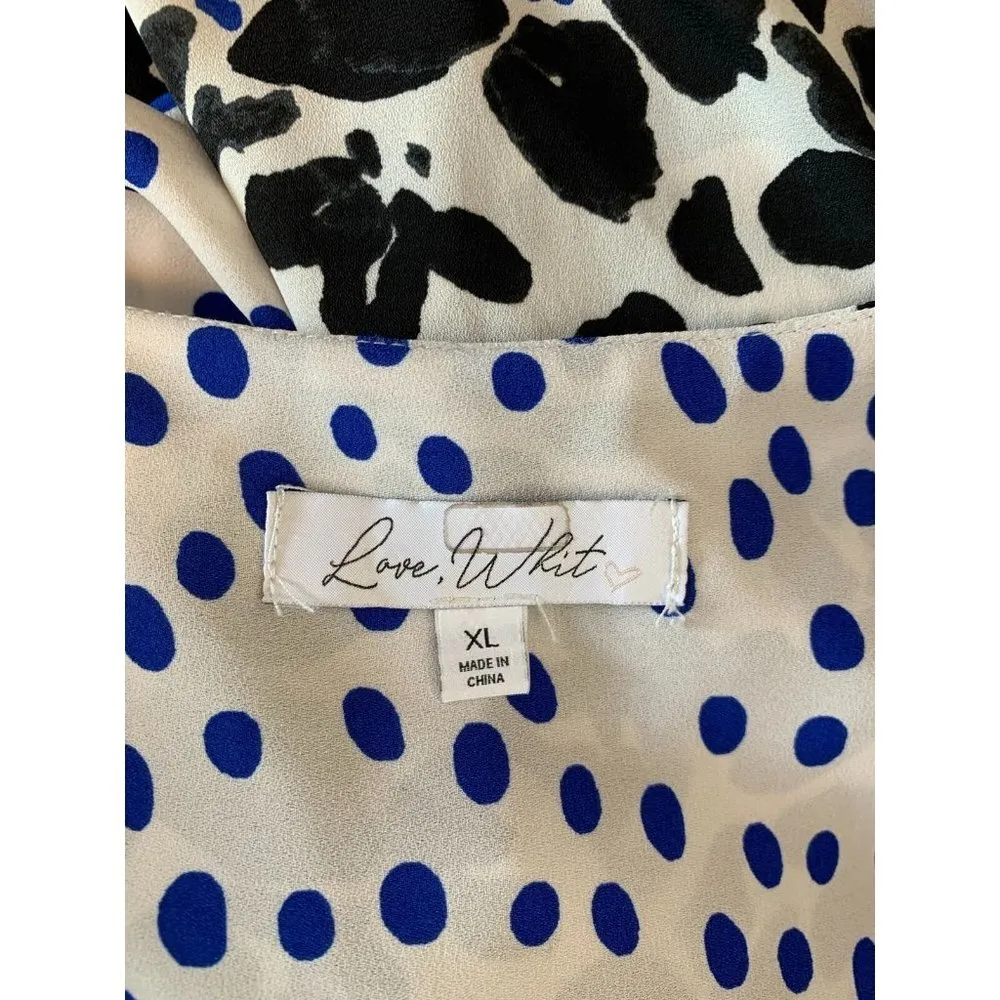 LOVE, WHIT by Whitney Port Black Floral Puff Sleeve Dress Size XL - Image 9