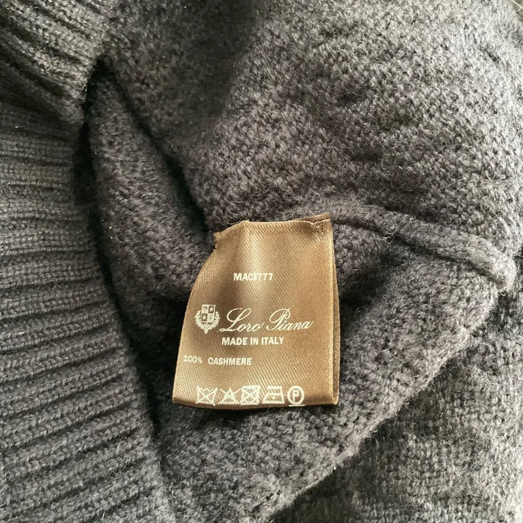 NWT LORO PIANA soft cashmere navy blue sweater knitted dress IT42 bust34 - Image 4