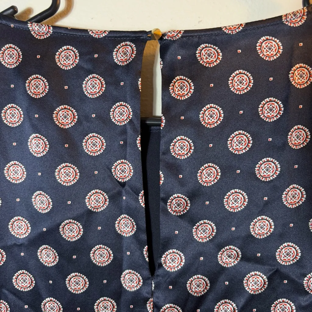 Banana Republic SILK‎ Foulard Ruffle Blue Dress Long Sleeve Gold Stud Buttons 4 - Image 11