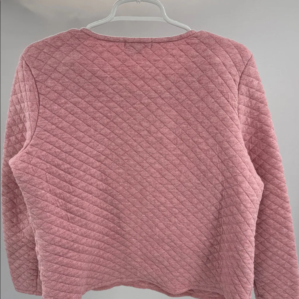 Orvis Pink Quilted pullover sweatshirt top casual outdoor winter L fall - Image 3