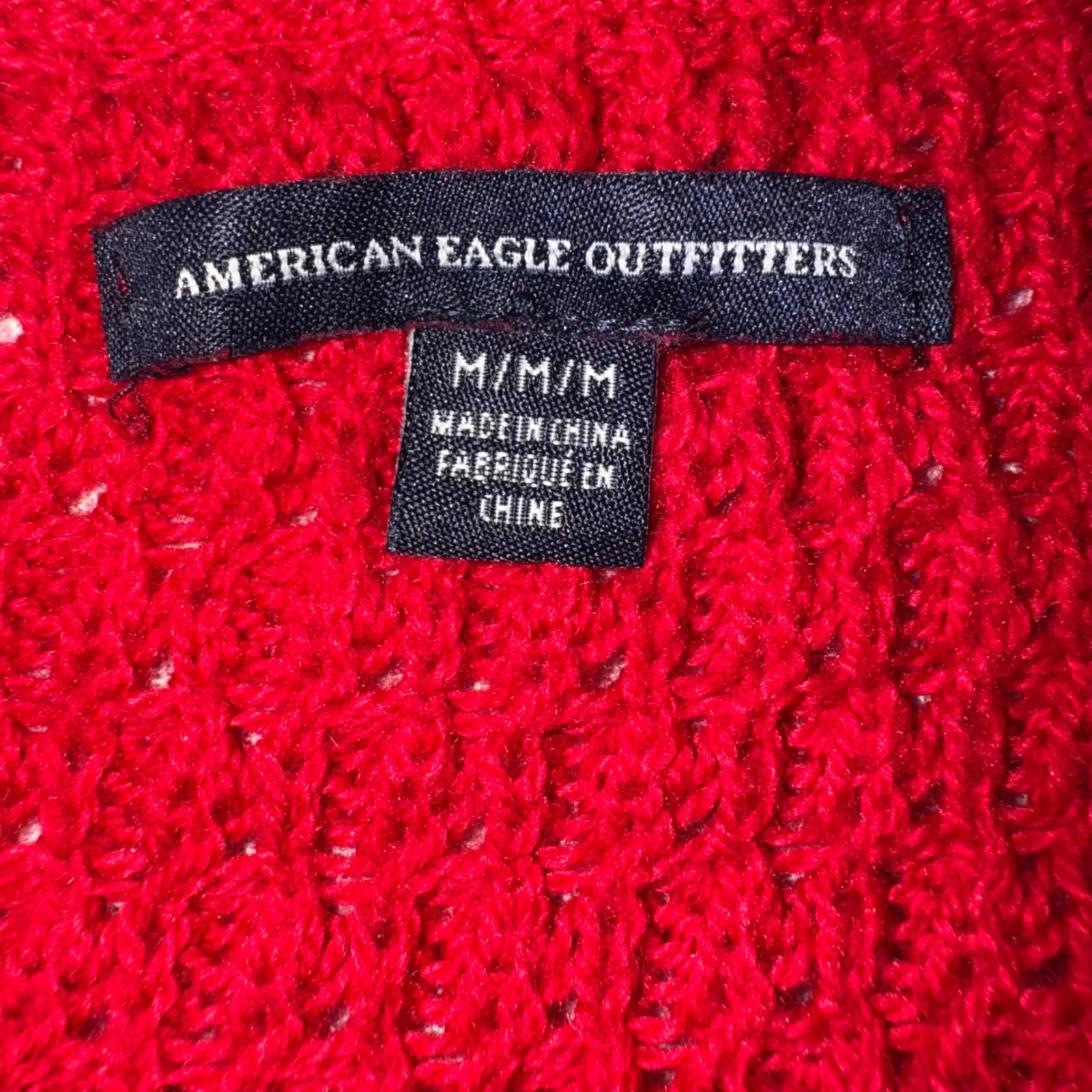 American Eagle Outfitters Sweater Medium M Red V Neck‎ Knit Pullover Casual - Image 4