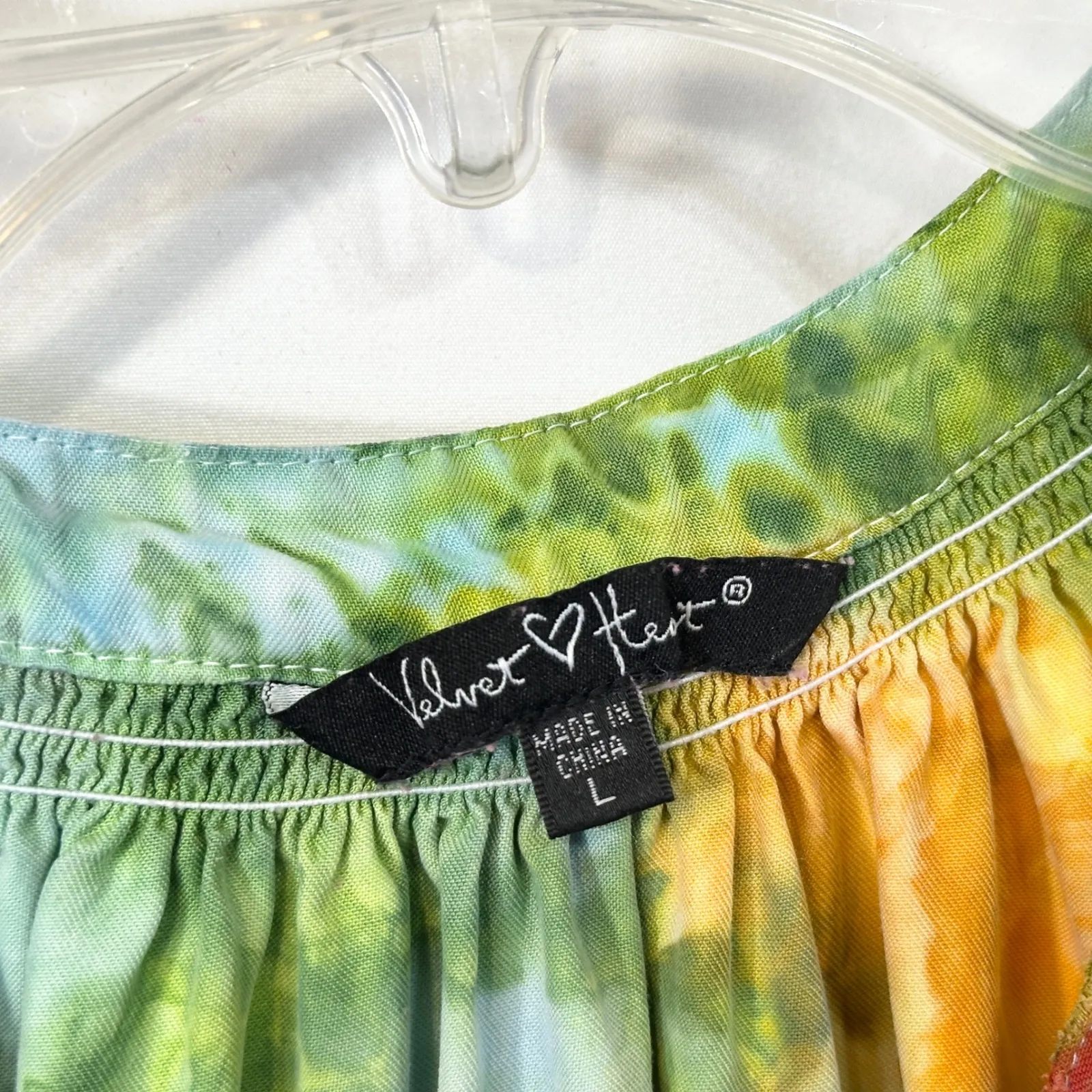 Velvet Heart Large Top Handmade Tie‎ Dye Short Sleeve Rainbow Festival Boho 1739 - Image 10