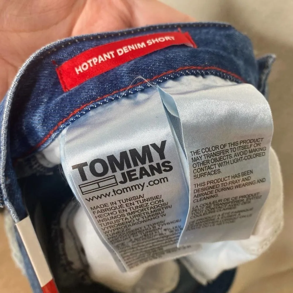 Tommy Jeans Hotpant Frayed Denim Jean Shorts Size 32 Tommy Hilfiger Blue New - Image 6