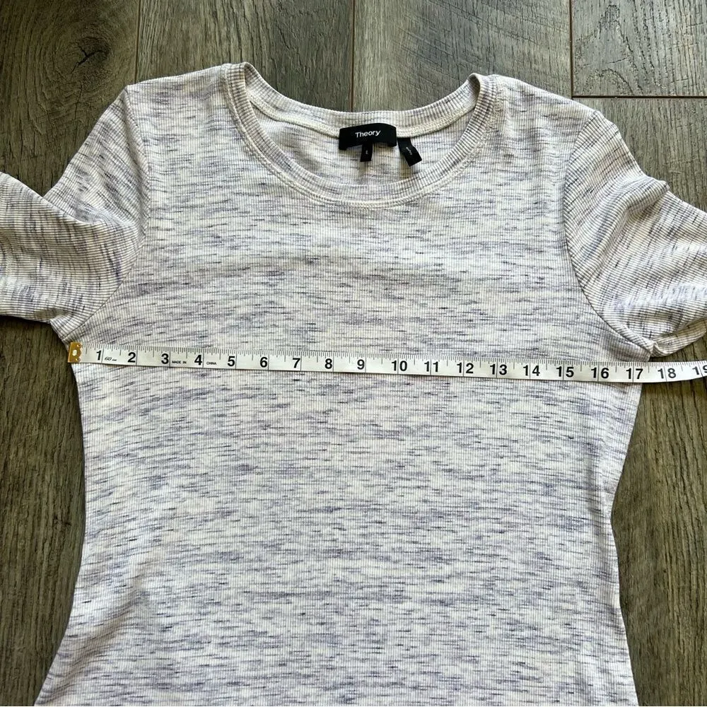 Theory Cherry B3 Stirling Rib Knit T Shirt Dress Size Large Grey Blue - Image 11