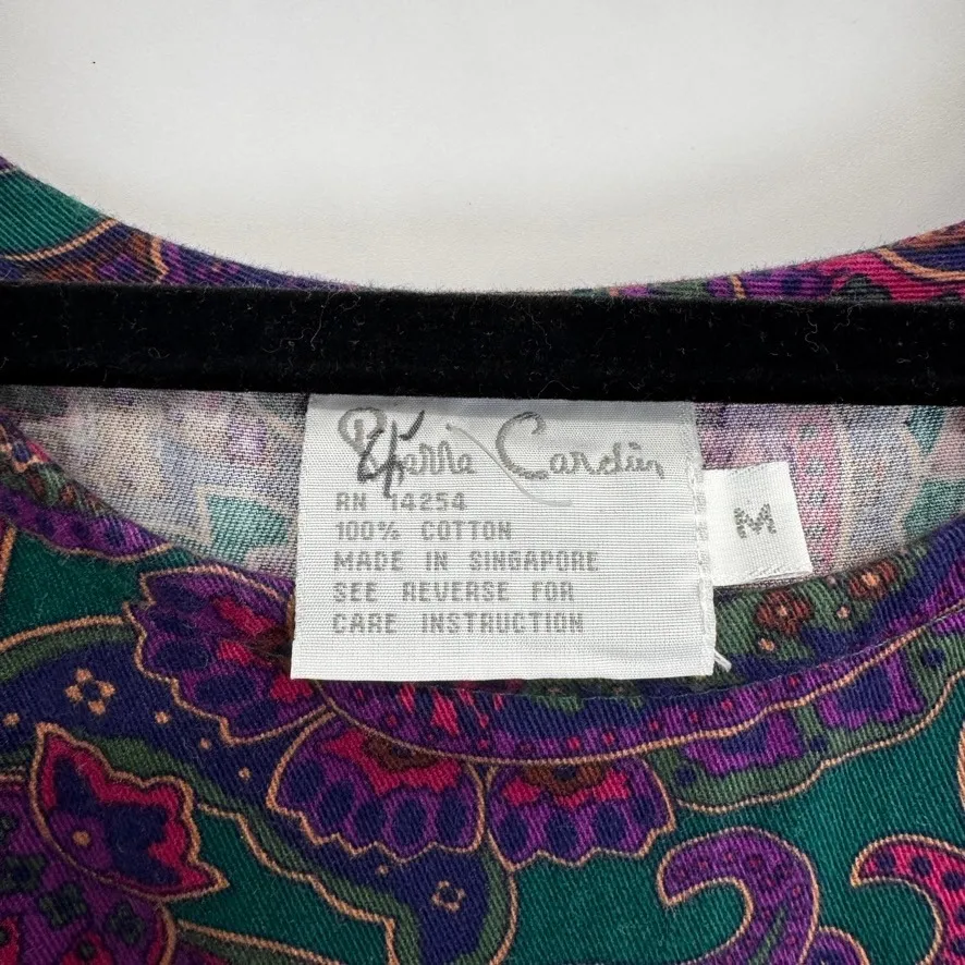 Vintage Pierre Cardin Paisley Button Side Pinafore Midi Dress Womens M Green - Image 5