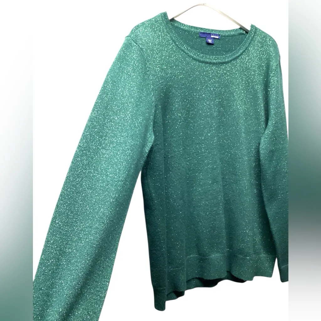 Basic Editions Y2K Glitter Sweater. Size XL Green - Image 3