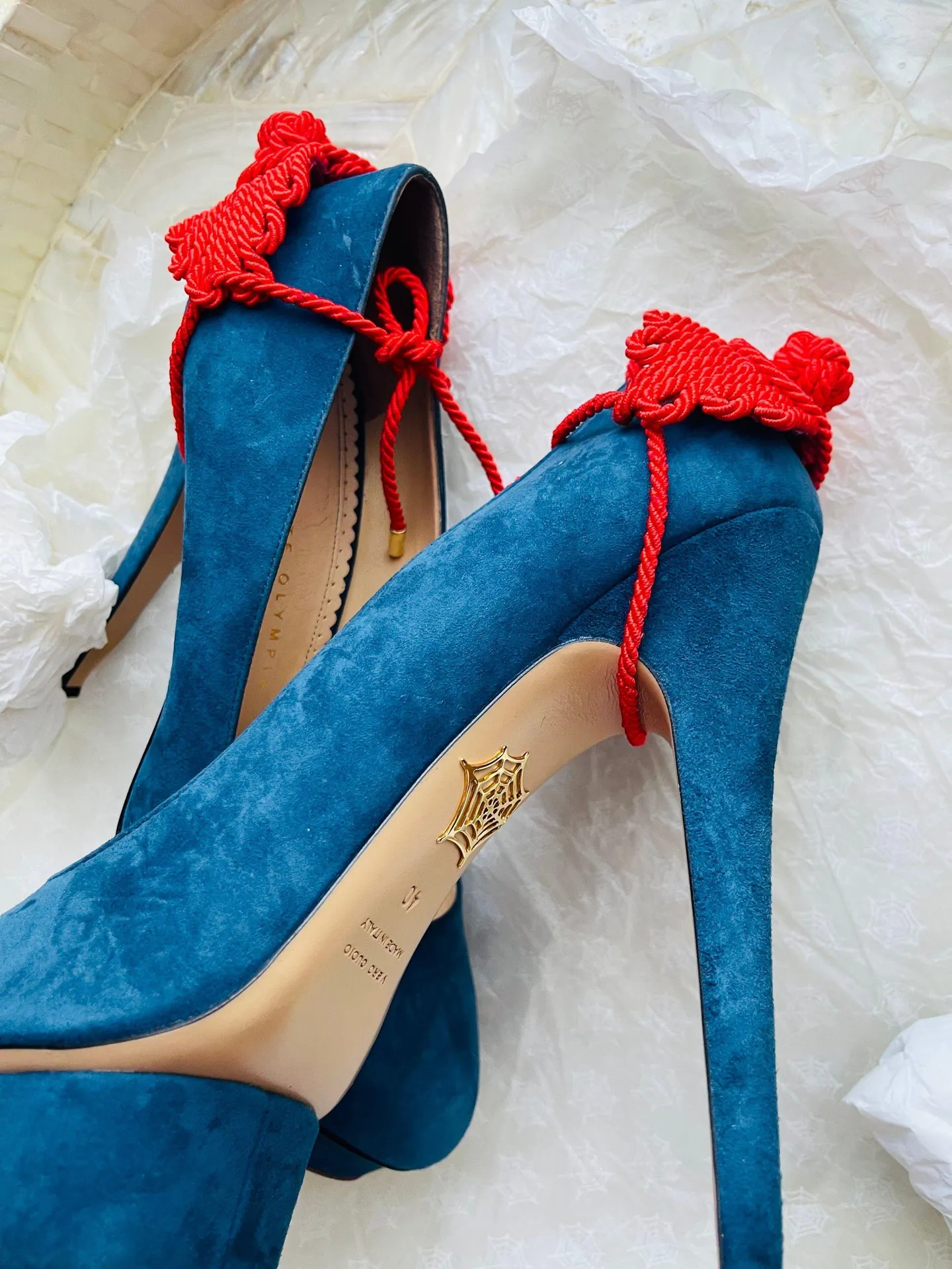 CHARLOTTE OLYMPIA Eternally Dolly Embellished Suede Pumps   - Image 7